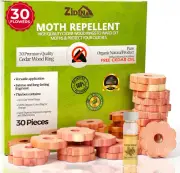 Cedar Wood Moth Repellent Rings 30X, Natural Wardrobe Fresheners, Moth Balls