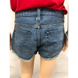 N1496 全新Abercrombie & Fitch牛仔短褲26腰不修邊個性破褲denim shorts