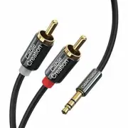 Universal 3.5mm to 2-Male RCA Adapter Audio Stereo Cable (1.6 Ft)