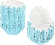 sourcing map 200Pcs Blue Grease-Resistant Cupcake Liners Standard Heavy Duty Paper Muffins Baking Cups Wave Flared Wrappers for Party Wedding Birthday