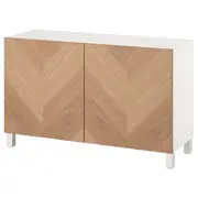 BESTÅ storage combination with doors, white/Hedeviken/Stubbarp oak veneer, 120x42x74 cm