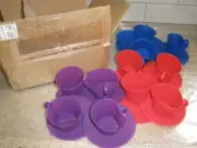 NEW opened box Technique 12 Silicone Cupcake Teacup Cups Saucers (O46)