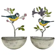2x Willow & Silk 40cm Bird/Tree Wall Planters/Pots Home/Garden/Yard Decor