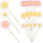 SOPOTUTU 36pcs Flower Cupcake Picks 3d Double Layer Daisy Cake Toppers for Birthday Baby Shower Party Decorations Floral Food Picks