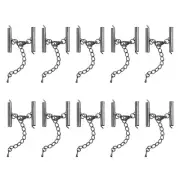 10Sets Slide on End Clasps, 25mm Tube Slider Crimp Cord Ends, Metallic Black