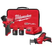 Milwaukee Impact Driver 1/4"-Hex 12V Brushless Cordless w/ Hackzall + Tool Bag