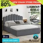 ALFORDSON Bed Frame Double Size Gas Lift Storage Base Wooden Grey MILTON