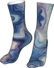 [CSIVKEJ] Crew Socks Comfort Casual Athletic Multi Design Socks For Women Men, Blue 15, One Size, Blue 15, One size