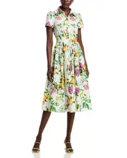Aqua Lemon Print Fit & Flare Poplin Shirt Dress - Exclusive