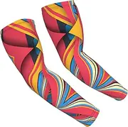 [FSCEV] Colorful Stripes Sun Protection Arm Sleeves Outdoor Essentials Cooling Compression Golf Hiking Cycling