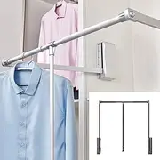Clothes Rail Rack Hanging Rail - Adjustable Width Pull Down Hanging Rail - Hanging Clothes Organizer - Convenient Cloth Hanger for Wardrobe Support