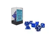 Blue with White Translucent Polyhedral 7-Die Set Chessex CHX23076