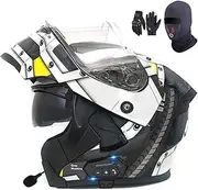 Bluetooth Modular Motorcycle Helmet DOT/ECE Approved Adult Full Face Flip Up Motorcycle Helmet with Anti-Fog Double Visor