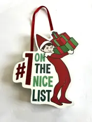 Elf on the Shelf Hanging Wall Decor Glittery "#1 ON THE NICE LIST"