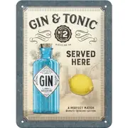 Nostalgic-Art 15x20cm Metal Sign Gin and Tonic Served Here Home/Office Decor