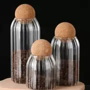 Glass Stripe Glass Storage Bottle Clear Tea Coffee Sugar Sugar