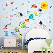 Suplanet Solar System Wall Decal, Space Astronaut Wall Stickers, Space Nursery Wall Decor for Kids, Peel and Stick Wallpaper, Wall Decor for Boys Girls Room