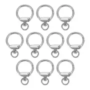 10 Pcs Round Spring Snap Hooks, Swivel Ring Trigger O Rings Buckle Silver
