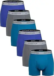 [OCOATTON] Men's Boxer Briefs Big and Tall Combed Cotton Underwear Open Fly 6-Pack