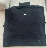 Women's Adidas Black Monogram Basketball Poncho Jacket NWT SMALL Turtle Neck