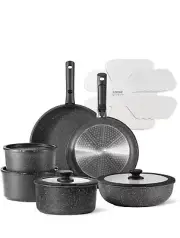 CAROTE 17pcs Pots and Pans Set Non Stick Cookware Set with Removable Handle