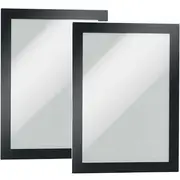 Durable Duraframe Sign Holder Adhesive Back A5 Black Pack 2