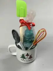 Merry Christmas Holiday Mug + Kitchen Set - Measuring Spoons Soap Spatula Whisk