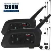 2x Teleheer Motorcycle Helmet Bluetooth Headset 2Way 1200M Helmet Intercom W2T6