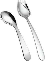 UTHCLO Baby Spoon Fork Set Angled Design for Easy Feeding Stainless Steel for Seniors Patients