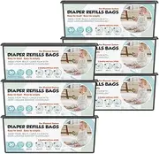 Diaper Pail Refills Bags with 30 Bags Compatible with Genie Easy Roll Signature and Platinum Diaper Pails, 7-Layer Odor-Barrier Technology, 6 Pack (180 Bag)