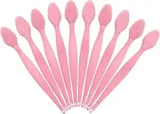 Ooloveminso 10 Pcs Silicone Lip Scrub Brush, Double-Side Exfoliator Tool for Dark Lips, Care and Beauty - Pink