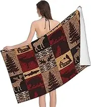 JBYJBX Bear Deer Fish Print Beach Towel Quick Dry Sandproof Microfiber Beach Bath Towel for Travel Pool Camping