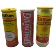 Wilson & Spalding VTG Tennis Ball Cans Lot 3 Sealed Made in USA Display Collect