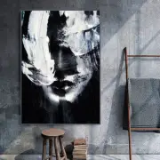 Mintura Handmade Abstract Face Oil Painting On Canvas Wall Art Modern Home Decor