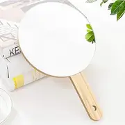Handheld Travel Mirror with Handle, Dressing Table Mirror, Wood Handheld Plain Mirror, Square and Round, Cosmetic Salon Makeup Hand Mirror for Professional Barbers and Hairdressers,17.517.5cm