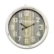 At The Beach Extra Large Country Metal Wall Clock White 62cm
