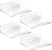 Clear Hanging Bookshelf Wall Floating Shelves for Kids with Removable Lip and Cable Hole Hang Wall Display
