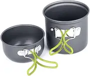 BESPORTBLE Outdoor Camping Cookware Set 2-pc Portable Pot Pan Silicone Handle Cover Lightweight and Foldable for Hiking Backpacking