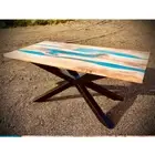 Buy Blue Epoxy Resin Table Handmade Modern Wood and resin Furniture