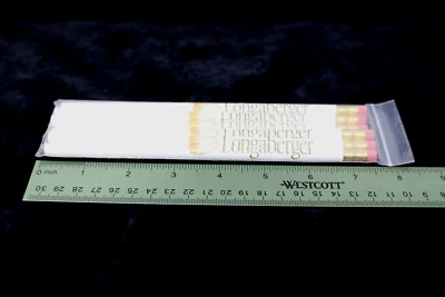 6 Vintage (2002) Longaberger Pencils 6 Unsharpened NEW White/Mustard/Sage Green!