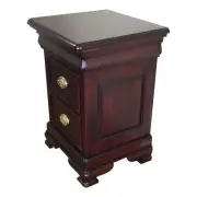 Solid Mahogany Wood Vanessa Hi- Bedside Table Antique Style Bedroom Furniture