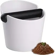 Geepen Espresso Coffee Knock Box, ABS Coffee Grounds Knock Box for Barista, Detachable Knock Bar and Non-Slip Base White Type B