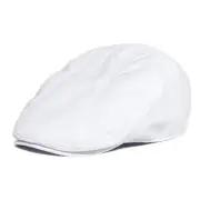 Men Cotton Twill Newsboy Flat Ivy Driving Hat Fitted Cap (White, 7 1/8)