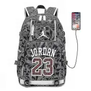 Nba Jordan Backpack Bulls Backpack Casual Travel Basketball Sports Multifunctional School Bag A Style F-u grey