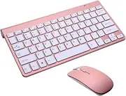 QUMIIRITY 2.4G Wireless Keyboard Mouse Ultra Thin Portable Design Rose Gold for Home Office Use Compact Computer Keyboard and Mouse No Battery Included