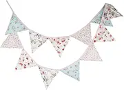 Bunting Flags Floral Fabric Bunting Shabby Chic Tea Party Garland Bunting