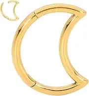 [365 Sleepers] Titanium Implant Grade 8mm 10mm Moon Hinged Segment Ring Helix Tragus Septum Clicker Nose Hoop Earring Body Piercing Jewellery