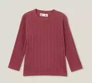 Cotton:On Kids Toddler Jenna Lurex Knit Top Vintage Berry Sparkle Size 3 NEW