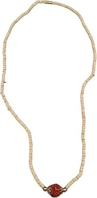 Tulsi Mala Prayer Necklace with 5 Mukhi Rudraksha Bead, Holy Basil Wood Chain