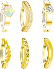 [Amoina] Gold 14G Clicker Belly Button Ring Surgical Steel Button Rings Barbell Piercing Navel Body Jewelry, Stainless Steel, no gemstone